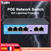 KuWFi Switch POE KuWFi a 4 porte Switch Ethernet 100Mbps Switch di rete Plug and Play Modalità estesa 250 metri a lunga distanza per telecamera IP