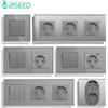 BSEED Interruttore a pulsante meccanico a parete BSEED 1/2/3Gang 1Way con presa di corrente a muro Telaio in vetro Porta di ricarica USB tipo C Miglioramento domestico