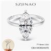 szjinao GRA 2/3CT Moissanite Anello di fidanzamento per donna Uomo Marquise Cut VVS1 925 Argento scintillante Gioielli con diamanti per regali di nozze