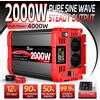 FLAMEZUM Inverter di Potenza a Onda Sinusoidale Pura DC 12V 24V AC 220V 230V 2000W Nominale 4000W di Picco con LCD, Telecomando, USB Type-C per Camper, Auto, Campeggio, Casa