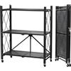 Scaffale pieghevole a 3 livelli in metallo, per garage, cucina, scrivania, dispensa, soluzione di archiviazione pratica