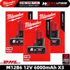 Milwaukee Batteria Milwaukee M12 REDLITHIUM HB 6.0Ah a Capacità Estesa - Ricaricabile 12V per Utensili Cordless M12 (Modello: 48-11-2402)