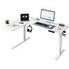 ThomP Scrivania angolare elettrica regolabile in altezza 120 + 160 cm con prese USB, funzione di memoria, scrivania silenziosa per ufficio e gaming con portabicchieri e porta cuffie, colore bianco