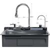 DWiusty Lavello da cucina a cascata in acciaio inossidabile 75x45cm con vasca singola, display digitale, rubinetto, dispenser sapone e lavasciuga tazze