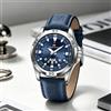 VA VA VOOM Orologio da uomo in pelle con movimento al quarzo, 45 mm, sportivo, adatto per lavoro e tempo libero, impermeabile 3 bar, nero.