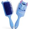Disney Spazzola per capelli Disney Stitch, ideale per bambini, ragazze e adolescenti, districa senza strappi, perfetta per capelli ricci e lunghi. Spazzola piatta districante con design, un regalo perfetto per donne e bambini (blu Stitch)