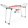 Vileda Stendibiancheria Infinity Flex Plus, stendino allungabile per lenzuola e tovaglie, griglia telescopica estensibile fino a 2 m, 30 m di stenditura, ali alte, ruote, acciaio e alluminio