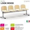 SEIPO LOOK WOOD LF0146G Panca 4 posti telaio grigio sedile e schienale in faggio SEIPO
