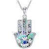 VONALA Collana con ciondolo a forma di mano di Fatima, in argento Sterling 925, con occhio blu, gioiello per donne e ragazze, middle, Argento sterling, Non pietra preziosa