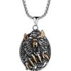 Flongo Orso vichingo collana da uomo: ciondolo ovale a forma di artiglio d'orso in acciaio inox oro argento catena gioielli amuleto biker hip hop punk pagan pirati regali per uomini papà