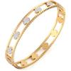GAUEIOUR Braccialetto con foglia portafortuna, semplice bracciale in acciaio al titanio con diamanti borchiati a forma di foglia portafortuna con fibbia cava per donne, bracciale in acciaio inox