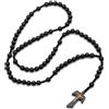 Generico Rosario Cattolico con Croce Tau Francescana in Perline di Legno Naturale, Collana di Preghiera Artigianale per Devozione Quotidiana(Black)