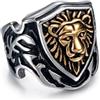 Fachoice Anello con segno di leone per uomo, classico, anello a testa di leone, punk scudo animale gioielli per uomo