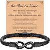 XUANPAI Bracciale per San Valentino da uomo Regali personalizzati - Bracciale in pelle da uomo con incisione nome bracciale intrecciato pelle infinito I love you regalo anniversario regali uomo, 21 cm