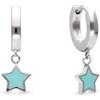 SINGULARU - Orecchini Cerchio Star Sky Enamel. Argento Sterling con Finitura Placcata Oro 18Kt o Rodio. Chiusura Congo. Gioielli per Donna