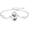 CHENGHONG Braccialetto da donna in argento 925 con animali, regolabile, portafortuna, con panda, elefanti, gatti, mucca, delfino, cavigliera per ragazze, bambini, figlie, amiche.., 17 Zentimeter