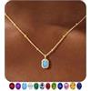 TINGN Collana da donna con pietra portafortuna, placcata in oro 14 carati, per donne, delicata collana con zirconi blu verde, ciondolo di compleanno per donne, Ottone