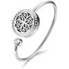 Flongo Bracciale in Acciaio Inossidabile Color Argento,Diffusore per Profumo Aromaterapia, Albero della Vita Cavo Olio Essenziale