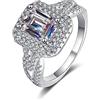 Banemi Anelli da donna in argento 925, anelli da donna moissanite bianca a 2 carati con 4 denti anelli di fidanzamento alla moda