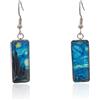GAUEIOUR Van Gogh - Orecchini pendenti con motivo notte stellata, in metallo, stile vintage, vintage, rettangolari, per donne, sorelle, madri, Argento sterling