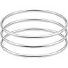 Kritz Set di 3 Bracciali Rigidi da Donna in Acciaio Inossidabile Placcati Oro o Argento, Diametro 6 e 6,5 cm, Sottili, Impilabili - Regalo per Ragazza