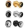 Flongo 3 Paia Orecchini da Uomo Donna 8mm Piccoli Orecchie Tappi Orecchini Stelle Hip Hop, Orecchini in Acciaio Inossidabile Regalo di Natale San Valentino