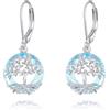 AOBOCO Orecchini a forma di albero della vita, in argento sterling con cristalli, regalo di compleanno per donne, Medio, Cristallo, Cristallo