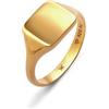 Kuzzoi Anello da uomo con sigillo in argento 925 lucidato, placcato oro, classico, 66, Argento sterling
