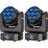 Coolighine 2PCS Teste Mobili 7X40W Luci RGBW Beam Funzione Zoom Effetto Luci Discoteca DMX 23CH/35CH/51CH per Natale Feste Concerti Club