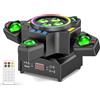 DazzlingStage Faro da Palcoscenico Testa Mobile 150W con Telecomando, Wash Luce da Festa Effetto Lampada a Spot Beam Stroboscopico LED RGBW 4 Bracci DMX512 per DJ Club Concerti Natale