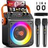 HWWR Impianto karaoke con 2 microfoni, altoparlante Bluetooth con subwoofer da 6,5 pollici, effetti luminosi RGB, box karaoke portatile per adulti e bambini, feste di famiglia, feste e all'aperto