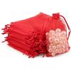 Dulcicasa 100 sacchetti in organza, 17 x 23 cm, sacchetto regalo per festival, feste e matrimoni (rosso)