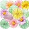 Syoulin Decorazioni Festa Estiva 13pz | Lanterne, Fiori e Ventagli di Carta Pastello per Giardino, Compleanni e Matrimoni