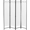 [en.casa] Paravento Pieghevole per Interni e Esterni in 4 Pannelli Separè Decorativo Parete Divisoria per Camera da Letto Spogliatoio Terrazza 171 x 160 cm Telaio in Acciaio - Bianco