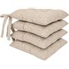 HAPPYRELAX Cuscini Sedie Cucina Set da 4 o 6, Cuscini per Sedie, 40x40 cm, Coprisedia con Laccetti, 100% Cotone, Copri Sedia da Cucina Trapuntati al Centro, Made in Italy (4 Beige Margherite)