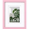 Egofine Cornice per foto 8x10 in legno massello con plexiglass, per foto da 10,2 x 15,2 cm con passepartout o 20,3 x 25,4 cm senza passepartout, per montaggio a parete o da tavolo, Rosa