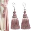 Aokbean 2 fermatenda colorati per tende, 24 cm, nappe in seta per mobili antichi, in terilene, per porte, armadi, decorazione per la casa (rosa e avena)
