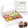 eascity Scatole per cupcake, per 12 cupcake standard, contenitori per cupcake con finestra e inserti per presentazioni con chiusura magnetica rettangolo (4, Bianco, Scatole per cupcake 29,6x24,7x9,1cm)