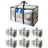 NEWSONA 6 Pezzi Borse Trasloco 88L, Contenitori Pieghevoli Trasparenti in PVC Rinforzato 135 g/m², per Vestiti Piumoni Biancheria, Maniglie Rinforzate, Doppia Cerniera in Metallo