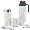 BALIBETOV 1000 ml Set Yerba Mate Completo - Thermal Flask, Tazza Mate con Coperchio, Contenitore Yerba, 2 Bombillas e Spazzola - Isolamento Sottovuoto - Senza BPA