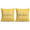 Aconesong Home Sweet Home Fodera per Cuscino Set di 2 Decorativi Cuscini Quadrate in Lino Copricuscini 45x45 cm per Arredamento Casa Divano Camera da Letto Auto Ufficio Decorativi (Giallo)
