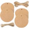G2PLUS 200PCS Etichette Regalo,5.5x5.5cm Etichette in Carta Kraft Marrone | Tag Regalo Rotonde con Spago in Juta 30m per Confezioni Regalo,Matrimoni,Natale,Compleanni,Comunioni e DIY