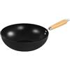 EffiFish Padella in ferro antiaderente con fondo piatto wok per fornelli a gas elettrici a induzione, friggere in padella 28 cm nero (28 cm)