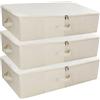 iwill CREATE PRO 3 contenitori pieghevoli rigidi per riporre sotto il letto, scatole portaoggetti pieghevoli in tessuto per vestiti, coperte, scarpe nell'armadio, beige, 3 pezzi