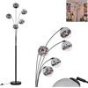hofstein Lampada da terra Gastor, lampada da terra metallo/vetro colori nero/cromo/fumo (trasparente, design moderno con paralumi in vetro (Ø 15 cm) e interruttore a pedale, senza lampadina
