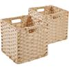 SOCOHOME Scatole portaoggetti, 28 x 28 x 28 cm, in polipropilene e strisce metalliche, per dispensa, armadio, mobile, impermeabile, non ammuffito (2 confezioni, beige chiaro)