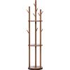 IGTOPS Appendiabiti girevole in legno massiccio con 9 ganci e 3 ripiani, altezza 170 cm, per corridoio, camera da letto, ufficio, guardaroba multiuso (noce)