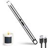 JIEYUCHU Accendino Elettrico USB Ricaricabile con Serratura di Sicurezza, Antivento Senza Fiamma, Lungo per Candele, Campeggio, Stufe, Barbecue (Argento)