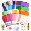 Xnegau 520 Fogli di Carta Velina 40 Colori 20x29cm per Imballaggio