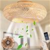 DHGIE plafoniera con ventilatore,Tessitura fatta a mano, lampadario con ventola Illuminazione E Telecomando Plafoniera Silenziosa Del Ventilatore Reversibile A 6 Velocità Lampada E26 (50CM)